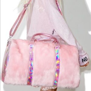 Pink fuzzy bag